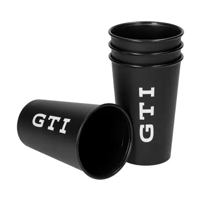 Set de pahare GTI - 4 bucati, negru, 300 ml, din plastic reciclabil - Volkswagen Shop