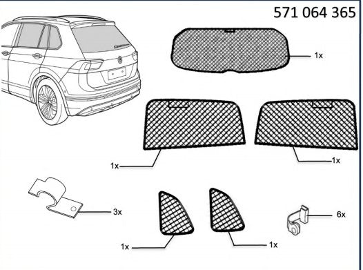 Set parasolare geamuri spate originale Volkswagen Tiguan 3 CT1 2024+ - Volkswagen Shop